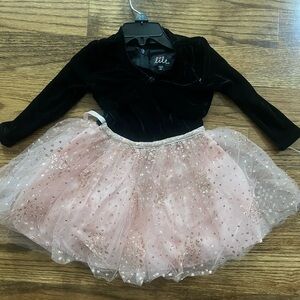 Lilt Velvet Black and Glittery Pink Dress